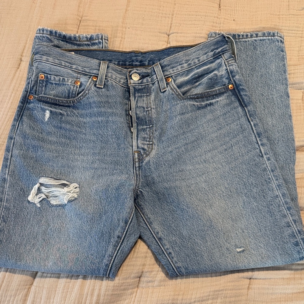Levi's 501s Skinny Distressed Light Blue Jeans